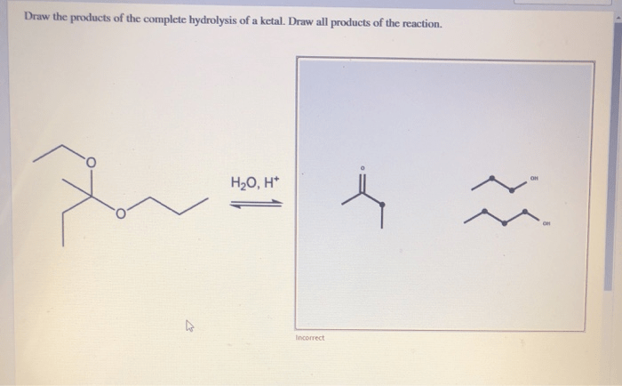 Draw the products of the hydrolysis