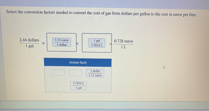 Euro per liter to dollars per gallon