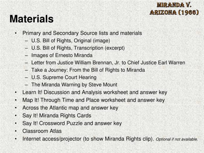 Miranda v arizona worksheet answers