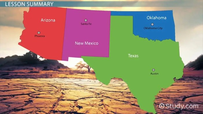 Southwest region states and capitals map